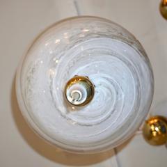 Bespoke Italian Brass and Cream White Alabaster Murano Glass Oval Pendant Light - 1389185