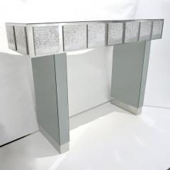 Bespoke Italian Contemporary One of a Kind Polished Steel Smoked Mirror Console - 2092419