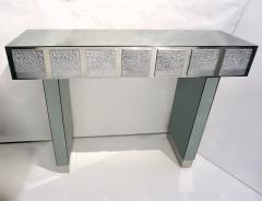 Bespoke Italian Contemporary One of a Kind Polished Steel Smoked Mirror Console - 2092421