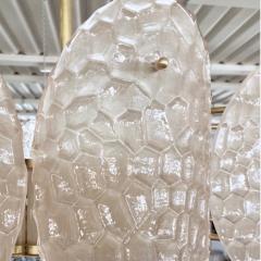 Bespoke Italian Crystal Frosted White Murano Glass Brass Chandelier Flushmount - 2316538