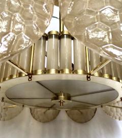 Bespoke Italian Crystal Smoked Taupe Murano Glass Brass Chandelier Flushmount - 2788510