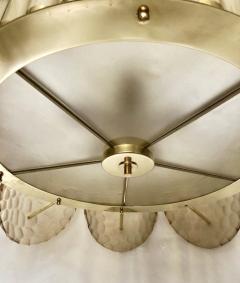 Bespoke Italian Crystal Smoked Taupe Murano Glass Brass Chandelier Flushmount - 2788512