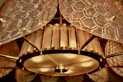 Bespoke Italian Crystal Smoked Taupe Murano Glass Brass Chandelier Flushmount - 2788515