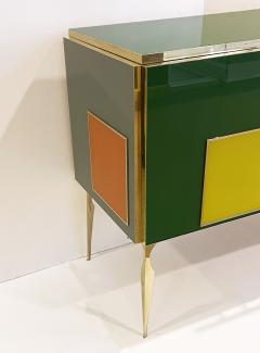 Bespoke Italian Green Orange Yellow Gray Geometric Postmodern Cabinet Sideboard - 2530092