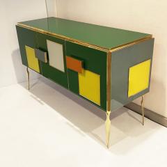 Bespoke Italian Green Orange Yellow Gray Geometric Postmodern Cabinet Sideboard - 2530099