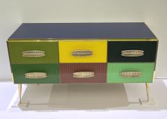 Bespoke Italian Green Yellow Brown Gray Blue Modern Brass 6 Drawer Dresser Chest - 3263448