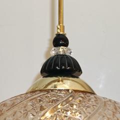 Bespoke Italian Horizontal Oval Black and Pink Murano Glass Brass Pendant Light - 2209657