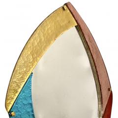 Bespoke Italian Memphis Design Gold Pink Turquoise Burgundy Murano Glass Mirror - 2084438