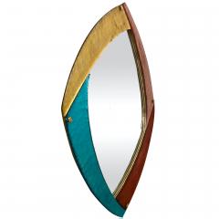 Bespoke Italian Memphis Design Gold Pink Turquoise Burgundy Murano Glass Mirror - 2084445