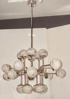 Bespoke Italian Modern 24 Light Alabaster Murano Glass Custom Nickel Chandelier - 1990698