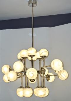 Bespoke Italian Modern 24 Light Alabaster Murano Glass Custom Nickel Chandelier - 1990705