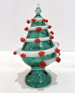 Bespoke Italian Modern Green White Murano Swirl Glass Christmas Tree Sculpture - 2847842