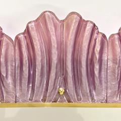 Bespoke Italian Modern Leaf Design Pearl Pink Crystal Murano Glass Brass Mirror - 3977476