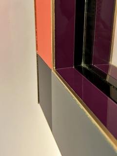 Bespoke Italian Mondrian Decor Orange Yellow Gray Black White Gold Glass Mirror - 3895814