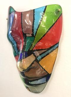 Bespoke Italian Mondrian Style Blue Green Red Black Murano Glass Mask Sculpture - 2828493
