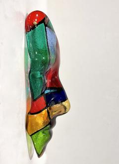 Bespoke Italian Mondrian Style Blue Green Red Black Murano Glass Mask Sculpture - 2828495