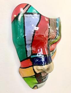 Bespoke Italian Mondrian Style Blue Green Red Black Murano Glass Mask Sculpture - 2828497