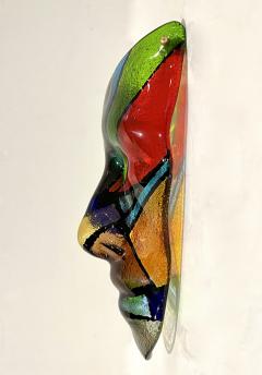 Bespoke Italian Mondrian Style Blue Green Red Black Murano Glass Mask Sculpture - 2828500