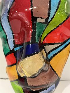 Bespoke Italian Mondrian Style Blue Green Red Black Murano Glass Mask Sculpture - 2828502