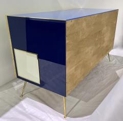 Bespoke Italian Mondrian Style Blue Green White Brown Modern Brass Dresser Chest - 3076673