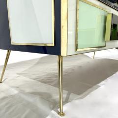 Bespoke Italian Mondrian Style Blue Green White Brown Modern Brass Dresser Chest - 3076674