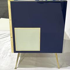 Bespoke Italian Mondrian Style Blue Green White Brown Modern Brass Dresser Chest - 3076677