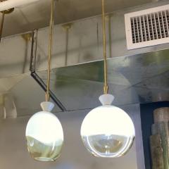 Bespoke Italian Organic Amber White Flat Spheroid Murano Glass Pendant Light - 3988004