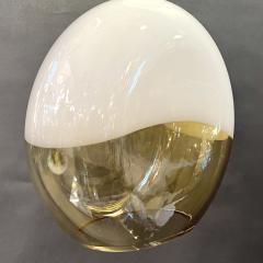 Bespoke Italian Organic Amber White Flat Spheroid Murano Glass Pendant Light - 3988006