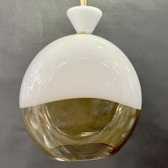 Bespoke Italian Organic Amber White Flat Spheroid Murano Glass Pendant Light - 3988007