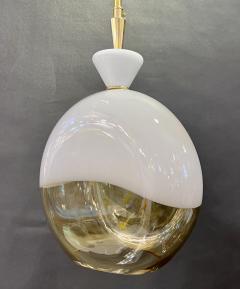 Bespoke Italian Organic Amber White Flat Spheroid Murano Glass Pendant Light - 3988008