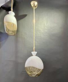 Bespoke Italian Organic Amber White Flat Spheroid Murano Glass Pendant Light - 3988009