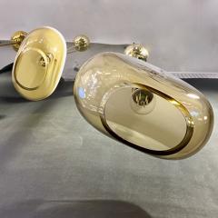Bespoke Italian Organic Amber White Flat Spheroid Murano Glass Pendant Light - 3988010
