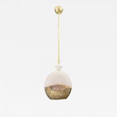 Bespoke Italian Organic Amber White Flat Spheroid Murano Glass Pendant Light - 3988904