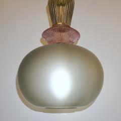 Bespoke Italian Organic Amethyst Gray Green Murano Glass Brass Pendant Light - 2234144