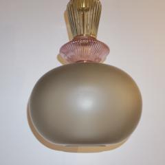 Bespoke Italian Organic Amethyst Gray Green Murano Glass Brass Pendant Light - 2234146