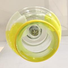 Bespoke Italian Organic Lemon Yellow White Step Tulip Murano Glass Pendant Light - 2912341