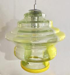 Bespoke Italian Organic Lemon Yellow White Step Tulip Murano Glass Pendant Light - 2912344