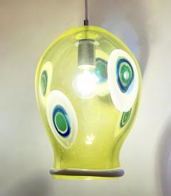 Bespoke Italian Organic Yellow Green White Tulip Murano Glass Pendant Light - 2872066