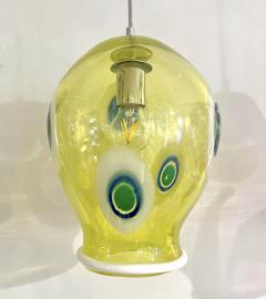 Bespoke Italian Organic Yellow Green White Tulip Murano Glass Pendant Light - 2872067