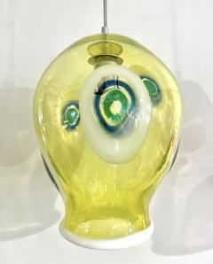 Bespoke Italian Organic Yellow Green White Tulip Murano Glass Pendant Light - 2872070
