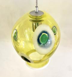 Bespoke Italian Organic Yellow Green White Tulip Murano Glass Pendant Light - 2872073