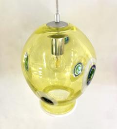 Bespoke Italian Organic Yellow Green White Tulip Murano Glass Pendant Light - 2872074