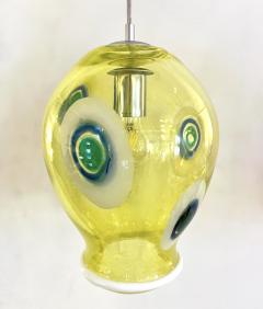 Bespoke Italian Organic Yellow Green White Tulip Murano Glass Pendant Light - 2872075