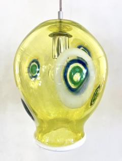 Bespoke Italian Organic Yellow Green White Tulip Murano Glass Pendant Light - 2872076