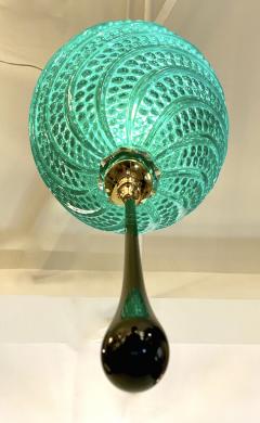 Bespoke Italian Oval Black Crystal Green Murano Glass Brass Egg Pendant Light - 3155443