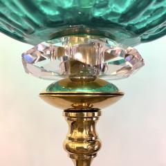Bespoke Italian Oval Black Crystal Green Murano Glass Brass Egg Pendant Light - 3155445