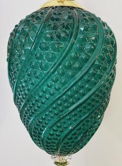 Bespoke Italian Oval Black Crystal Green Murano Glass Brass Egg Pendant Light - 3155446
