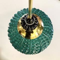Bespoke Italian Oval Black Crystal Green Murano Glass Brass Egg Pendant Light - 3155448