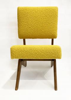 Bespoke Italian Pair of Boucle Mustard Yellow Aero Curved Beech Lounge Chairs - 2529846
