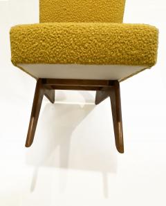 Bespoke Italian Pair of Boucle Mustard Yellow Aero Curved Beech Lounge Chairs - 2529861